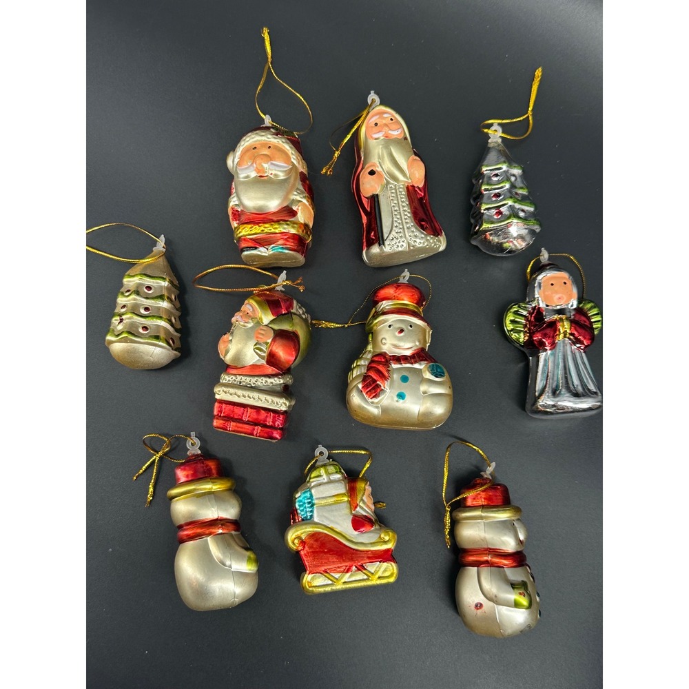 Vintage Plastic‎ Christmas Ornaments Lot Santa Snowman Angel Tree Sleigh 1980s